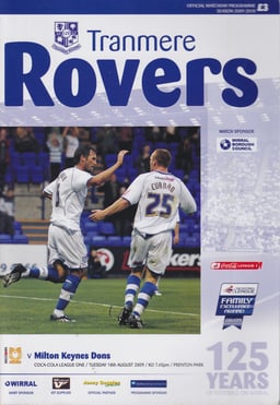 Tranmere Rovers v Milton Keynes Dons Match Programme 2009-08-18